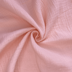 Ткань Муслин Жатый, цвет Нежно-Розовый (на отрез)  в Нефтекамске