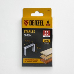 Denzel Скобы, 8 мм, для мебельного степлера, тип 53, 2000 шт.  в Нефтекамске